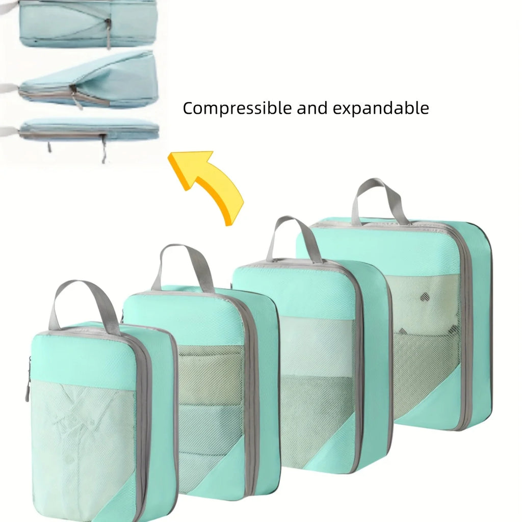 Mesh 4-Piece Set, Convenient for Business Trips and Travel Storage, Is a Practical Set That Saves Space for Travel
