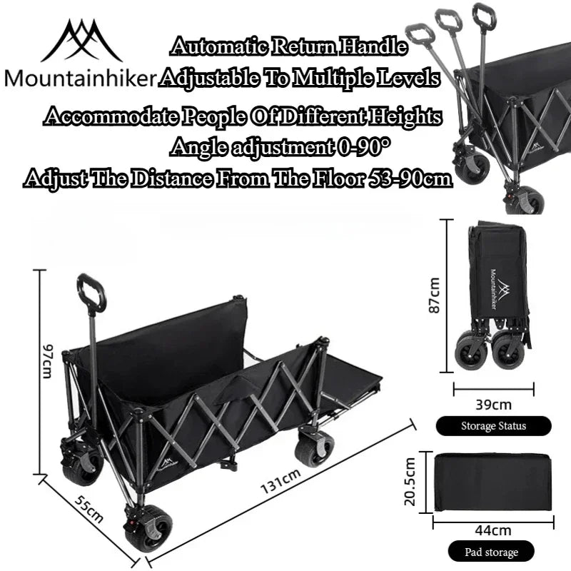 MOUNTAINHIKER 240L Large Capacity Outdoor Handcart,Available in Two Colors,900D Oxford Fabric for Durability,Camping Handcar