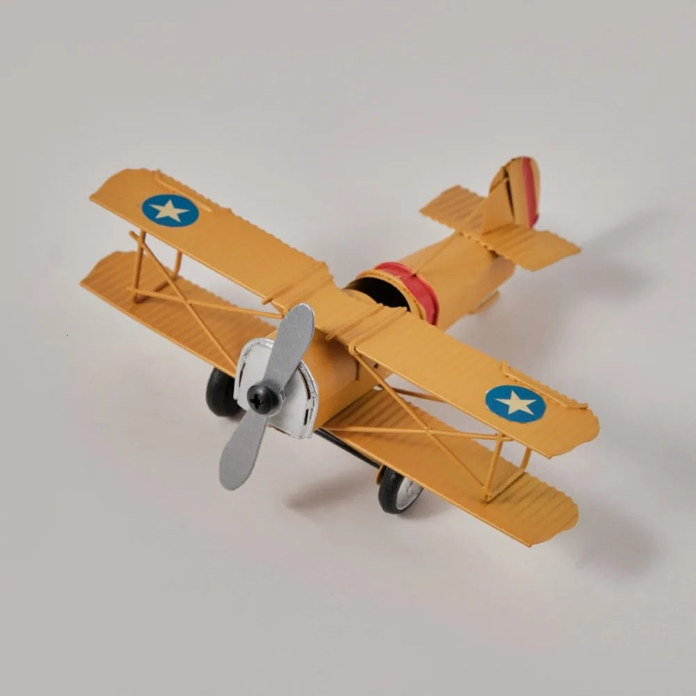 Retro Iron Vintage Airplane Model Handicraft Miniature Aircraft Ornaments Livingroom Delicate Metal Plane Models Kids Gift