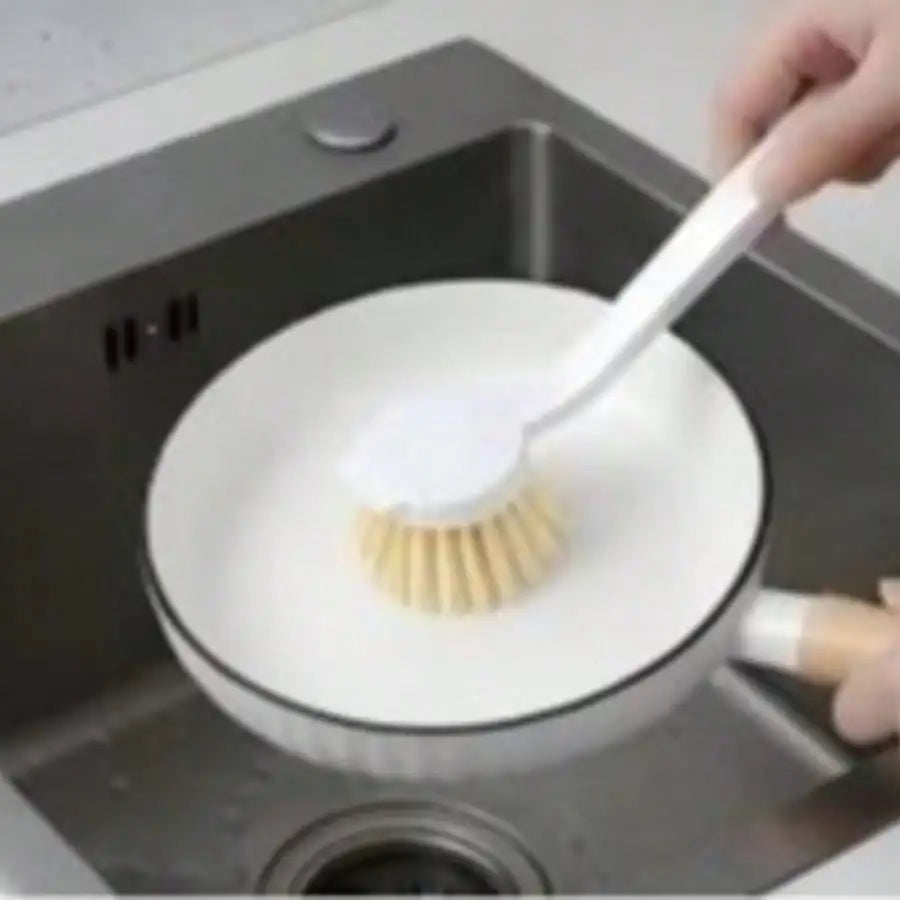 Durable Fiber Bristles Heavy-Duty Kitchen Scrub Brush Comfort Grip Long Handle Dish Cleaning Wand For Tough Grease Versatile Scrubber For Pots Pans