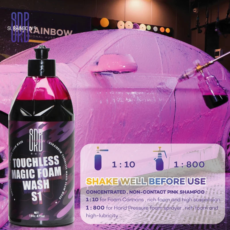 SURAINBOW Pink Foaming Extreme Bodywash & Super Suds Foaming Car Wash Soap, Car Wash Deep Cleaning, Concentrated Formula,473ml