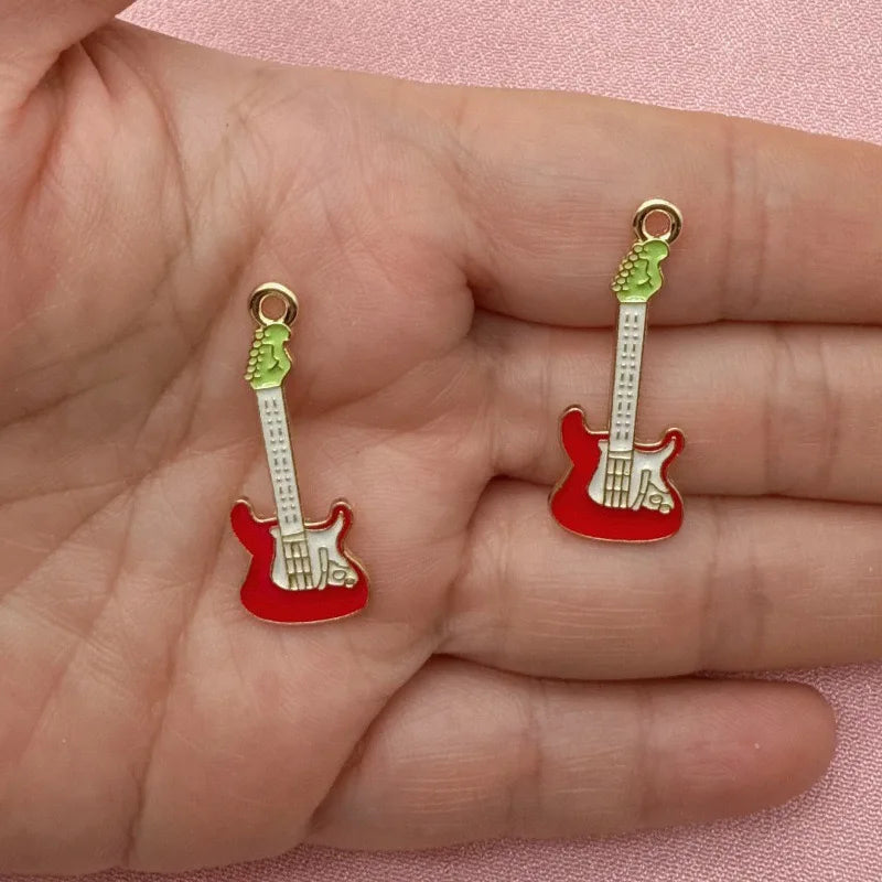 15pcs Alloy Drip Oil Cross border Music Festival Cute Instruments Guitar Notes DIY Accessories Pendant Handmade