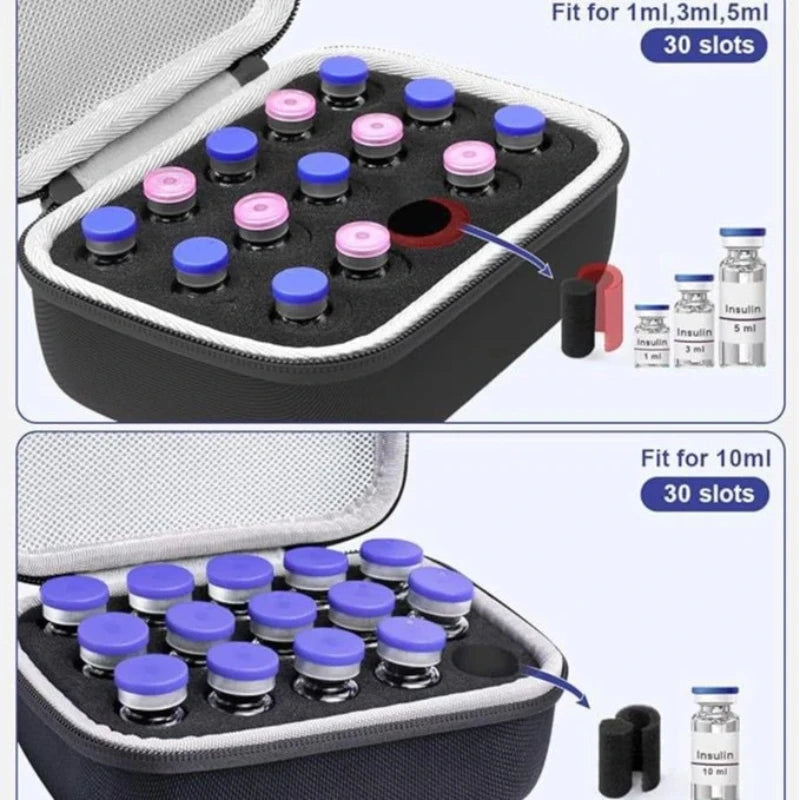 10/15/30 Grids Insulin Organizer Bag Travel Portable Insulin Vials Storage Boxes Insulin Vials Storage Case Peptide Storage Case