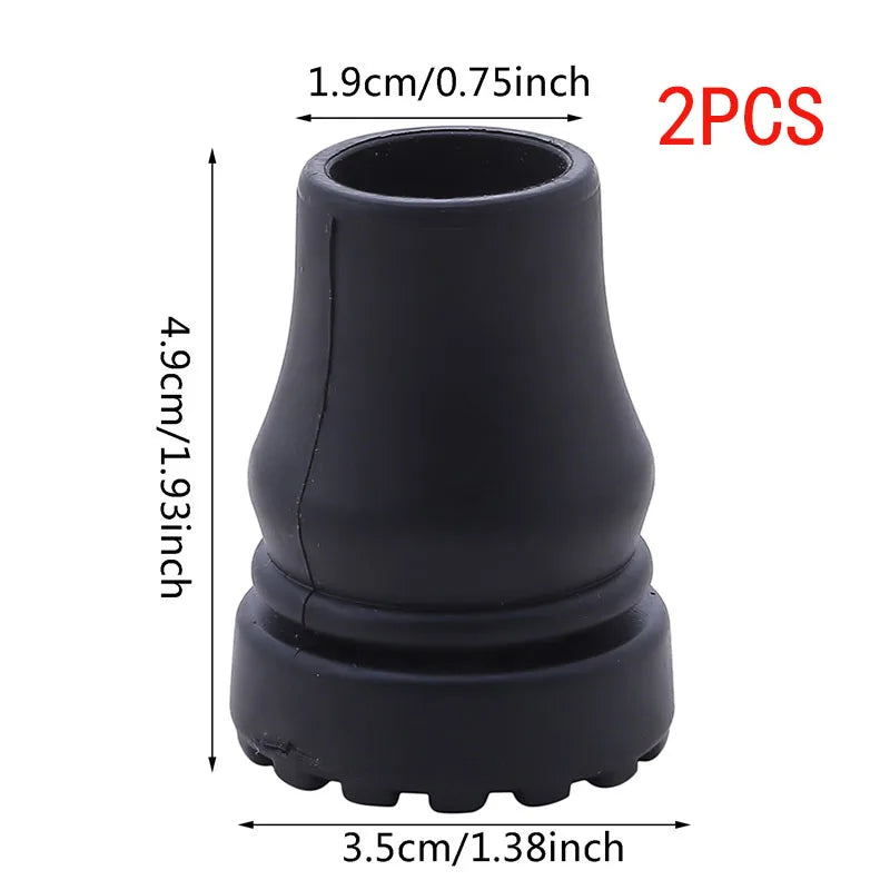 Rubber Pad Cap Non-Slip Walking Stick Crutch Cane Bottom Pads Cover Protector Climbing Hiking Trekking Pole Tip Black 16/19/22mm