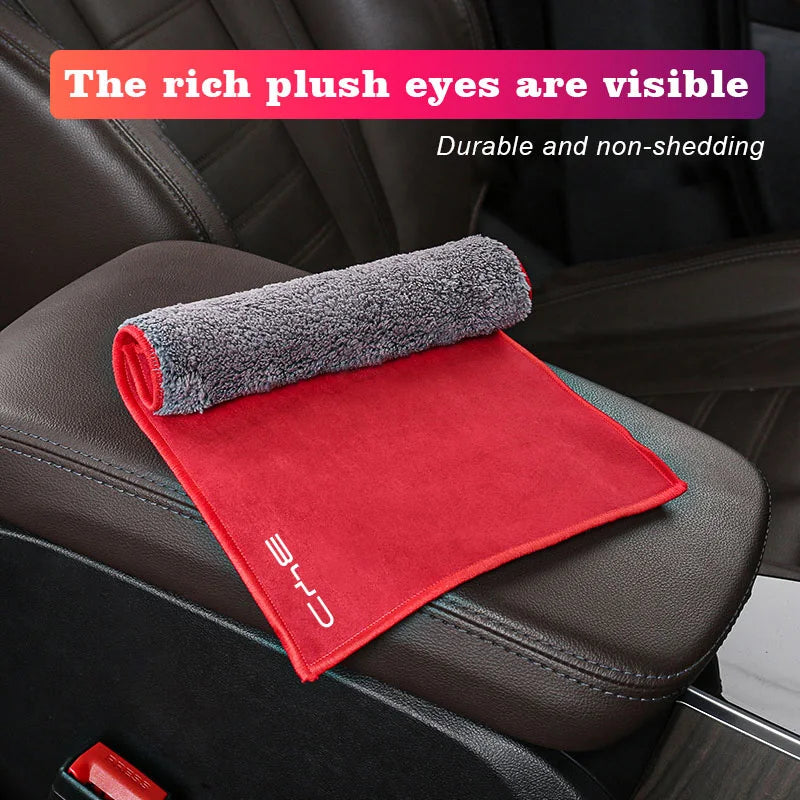For BYD Dolphin Seagull Seal Song Pro Yuan Up EV QIn Han Plus Tang Max Suede Fleece Microfiber Towel Car Logo Cleaning Rag Cloth