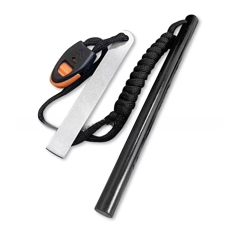 Rainproof Flint Magnesium Rod 10*150mm White Steel Scraper Whistle Camping Gnition Flint Rod EDC Survival Fire Starting Tool