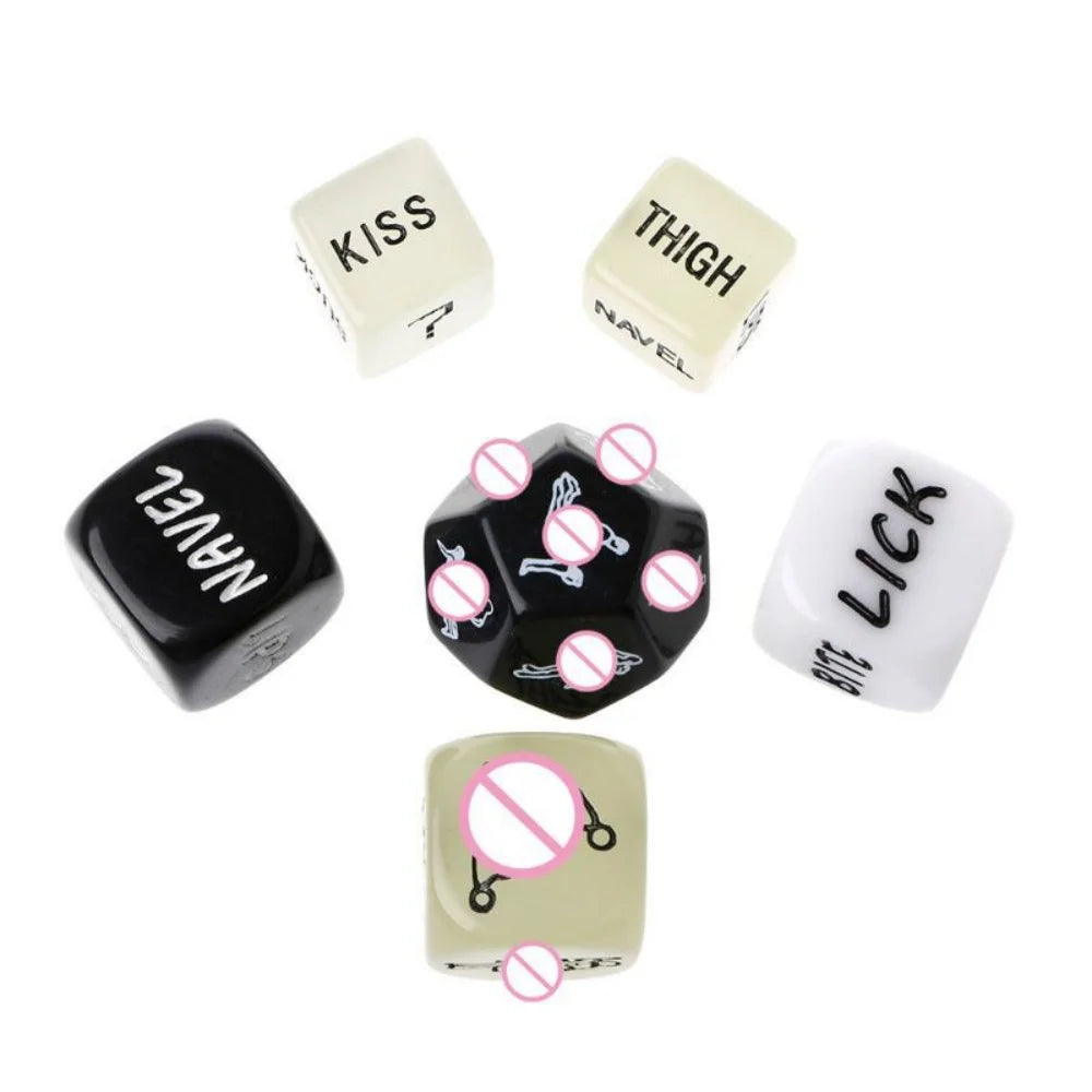 Glow in Dark Sexy Dice Set - 6Pcs Adult Couple Game for Romantic Nights, Foreplay Position Dice, Fun Love Toys for Couples Party