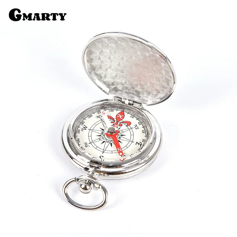 Flip Pocket Watch Compass Portable Hiking Navigation Compass Keychain Outdoor Camping Survival Tool
