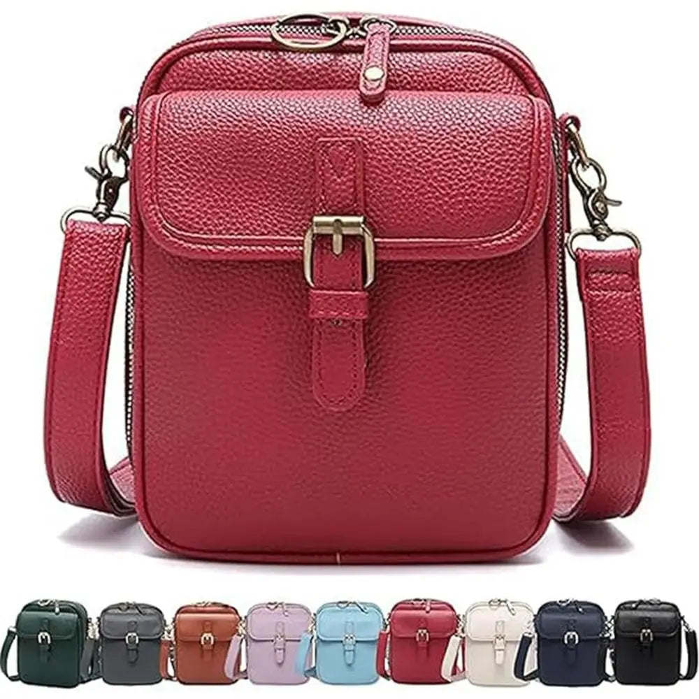Leather Women Messenger Bag with Adjustable Removable Strap Anti-theft Crossbody Leather Bag Vintage Large Capacity