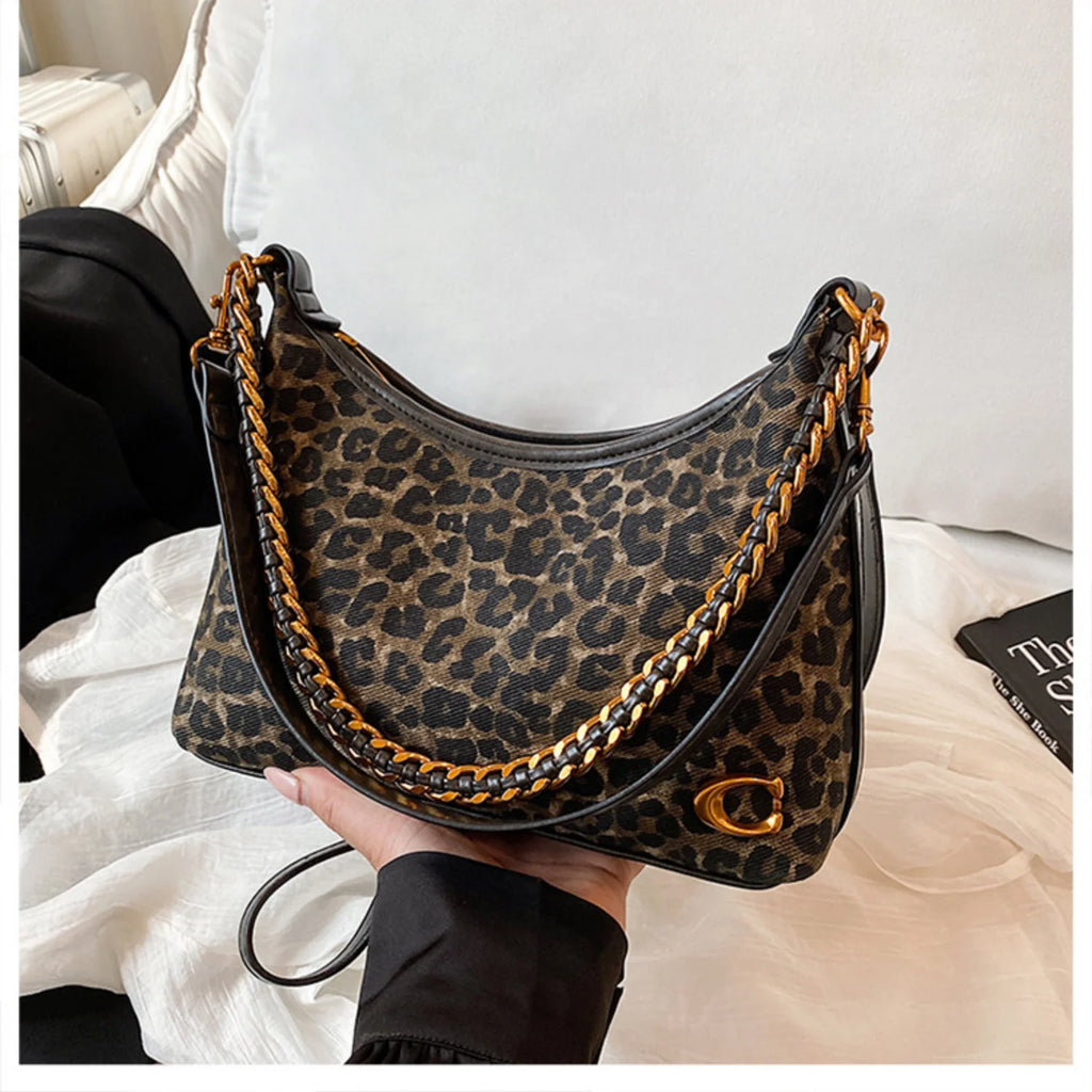 2026 leopard print chain bag - Women's Y2K new single shoulder crossbody bag - Unique design handbag for the fashion minority