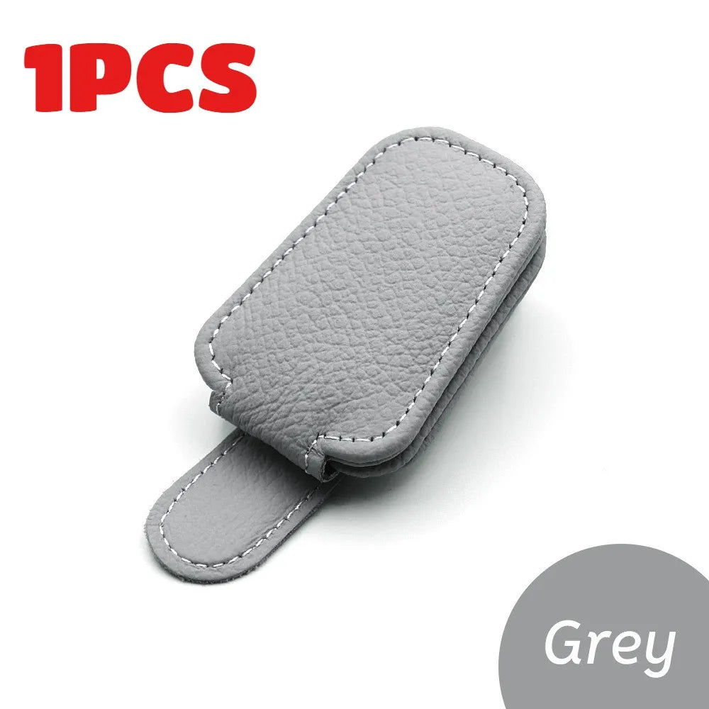 Sunglass Holder for Car Visor Sunglasses Clip Magnetic Leather Glasses Eyeglass Holder Truck Interior Car Accessories Black/1PCS