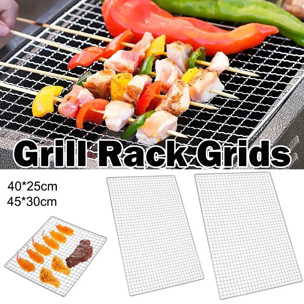 New Stainless Steel Grill Rack Grids Reusable Rectangular BBQ Roasting Rack Nonstick Baking Cooling Rack Outdoor Barbeque Oven