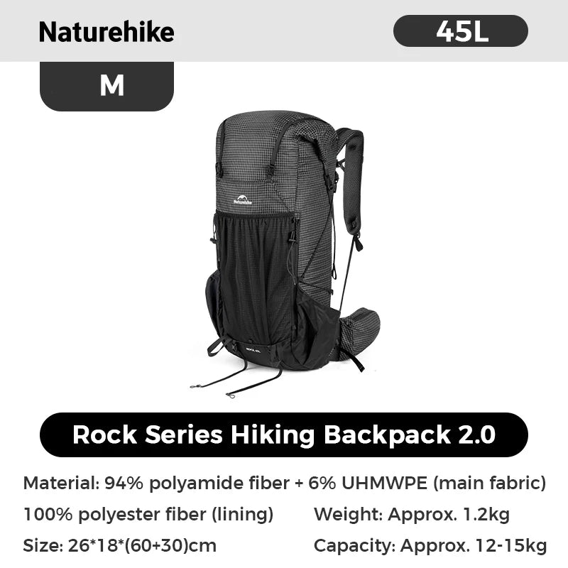 Naturehike Rock 2.0 Hiking Backpack Large Capacity Outdoor Backpack for Leisure Sports and Travel Climbing Camping Backpack
