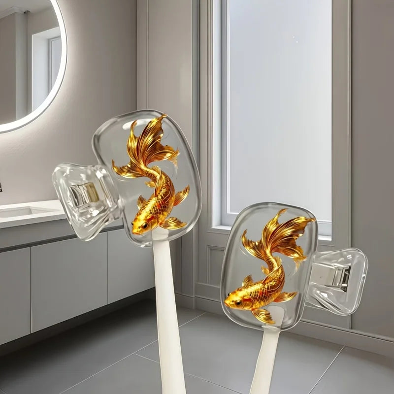 2pcs Lucky Goldfish Koi Toothbrush Head Cover Storage Case Toothbrush Protective Cover Holder Bathroom Accessory for Home Travel