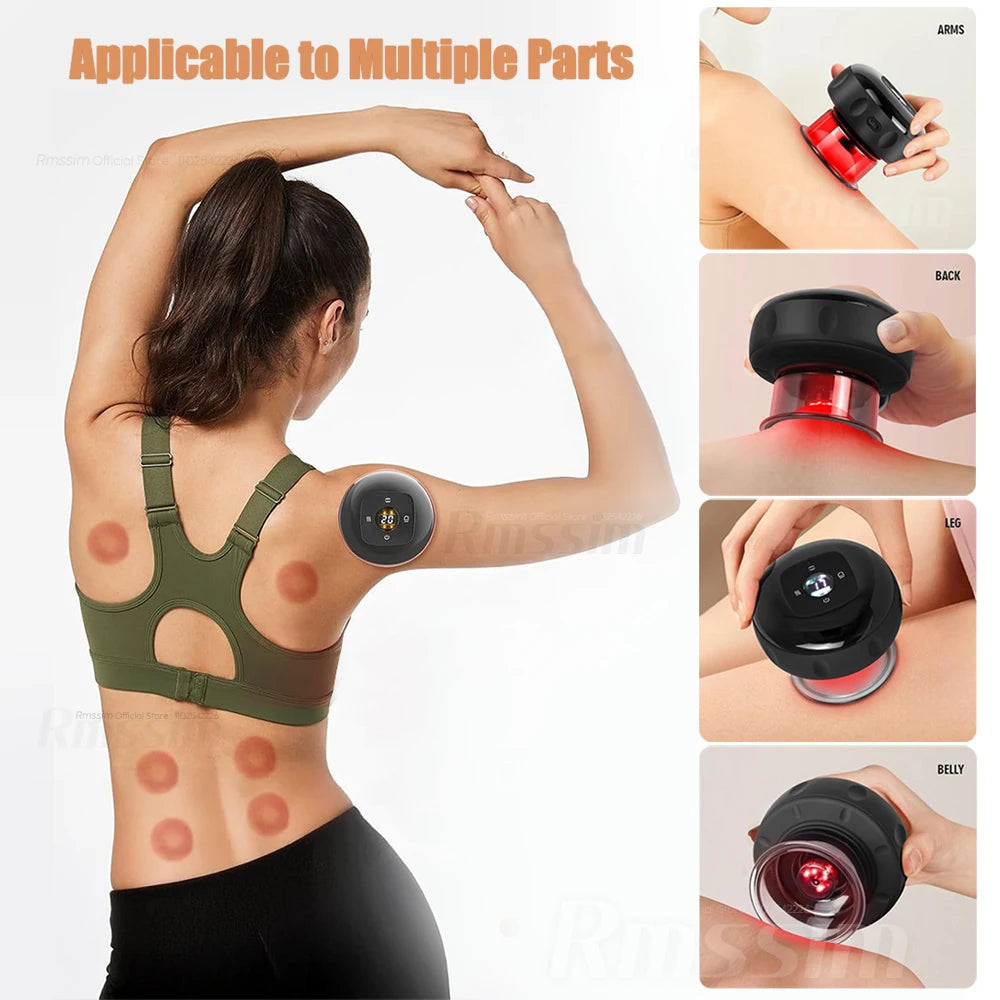 Smart Vacuum Cupper Body Cupping Scraping Massager Electric Heated Suction Cup Device Back Neck Arm Massager Relieve Fatigue