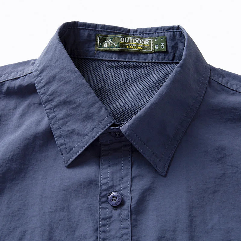 New UPF 50+ Sun Protection Fishing Shirts Back Mesh Men's Quick Dry Long Sleeve Hiking Shirts Mesh Breathable Work Cargo Shirts