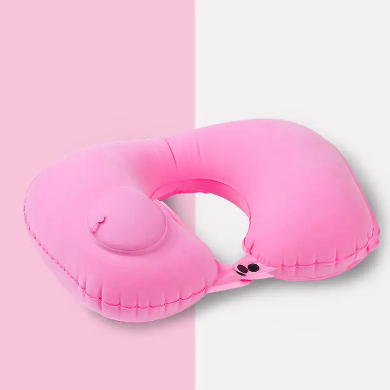 Car Portable Neck Protection U-shaped Compression Inflatable Pillow, Outdoor Nap, Camping, Travel Flocking PVC Airplane Pillow