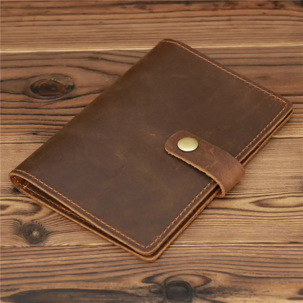 Large Vintage Genuine BULL COW CRAZY HORSE Leather Passport Cover Retro Business Card Holder Men Credit Card ID Holders 1047