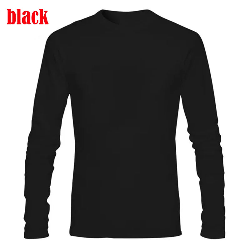 Mens Autumn Long Sleeve T-Shirts Casual O-Neck Shirts Fitness Sports T-Shirt Men's Elastic Comfort T-shirts