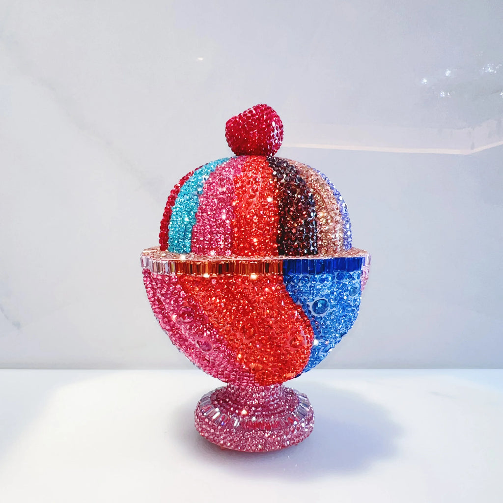 Newest Ice Cream Women Crystal Evening Bags WHTUOHENG Cup Lady Rhinestones Handbags Lady Dinner Handbags Dinner Wedding Clutch