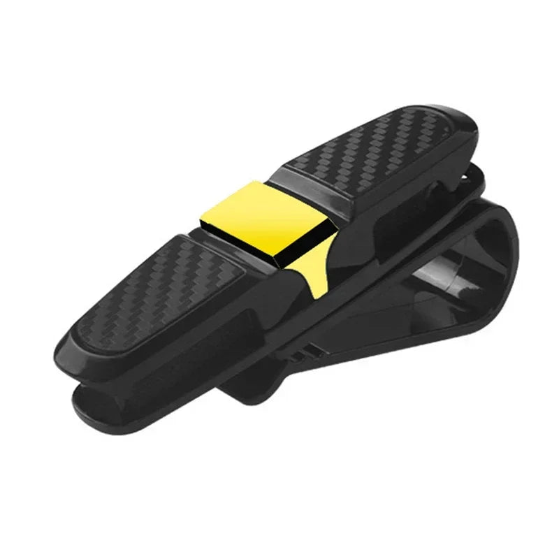 Black Glasses Holder for Car Sun Visor Sunglasses Clip Card Ticket Holder Eyeglasses Fastener Carbon Fiber Sunglasses Clip