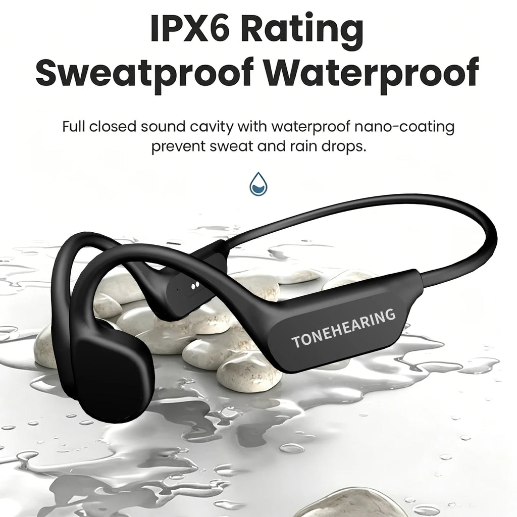 IPX6 New Waterproof Wireless Bluetooth  Noise Canceling Bone Conduction Headphones Sports Running Earphones