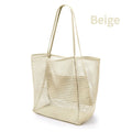 Large Capacity Mesh Beach Tote Bag Breathable Open Net Sand Drain Grocery Shopping Picnic Summer Shoulder Handbag for Women