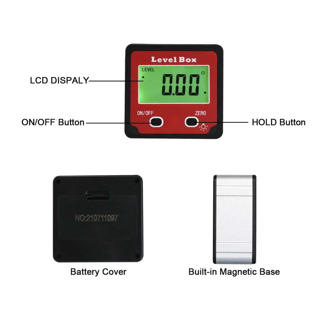 SHANHR Angle Meter Finder Protractor Level Measuring Instruments Level Box Gauge Magnetic Digital Inclinometer