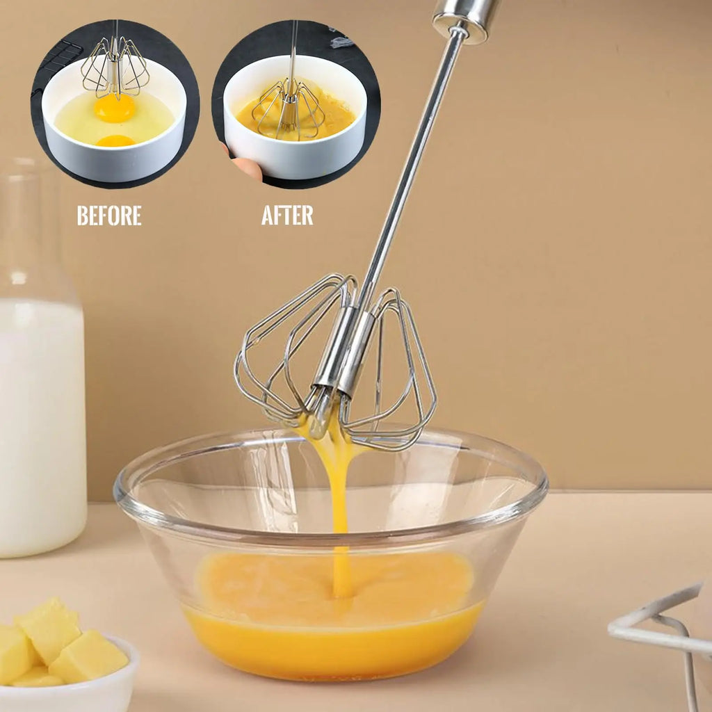 1/3PC Semi Automatic Egg Beater Stainless Steel Semi-Automatic Mixer for Effortless Egg Cream Mixing Stirring Kitchen Tool