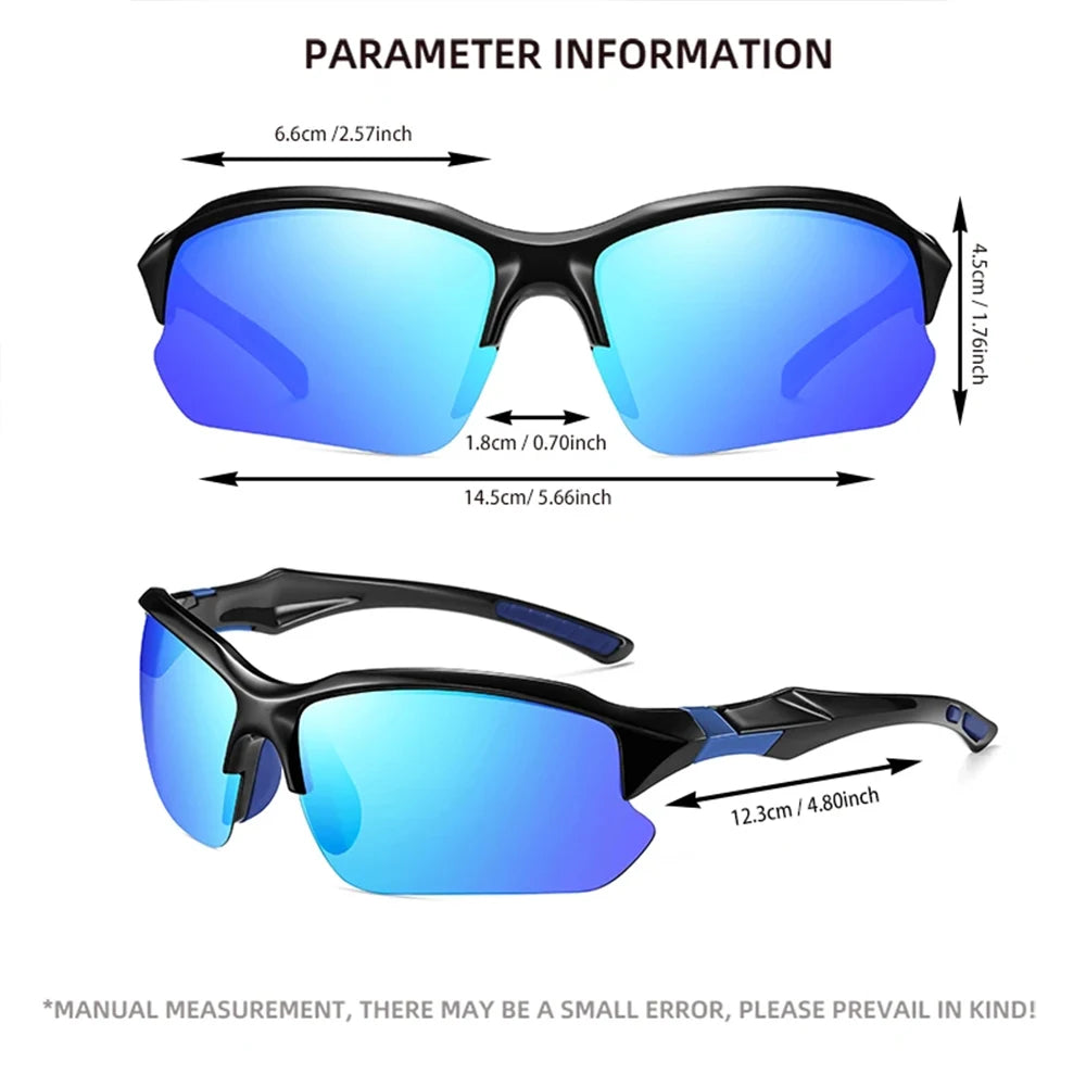 Men Polarized Sports Sunglasses UV400 Half Frame Cycling Driving Glasses Lightweight Outdoor Fishing Running Sun Shades