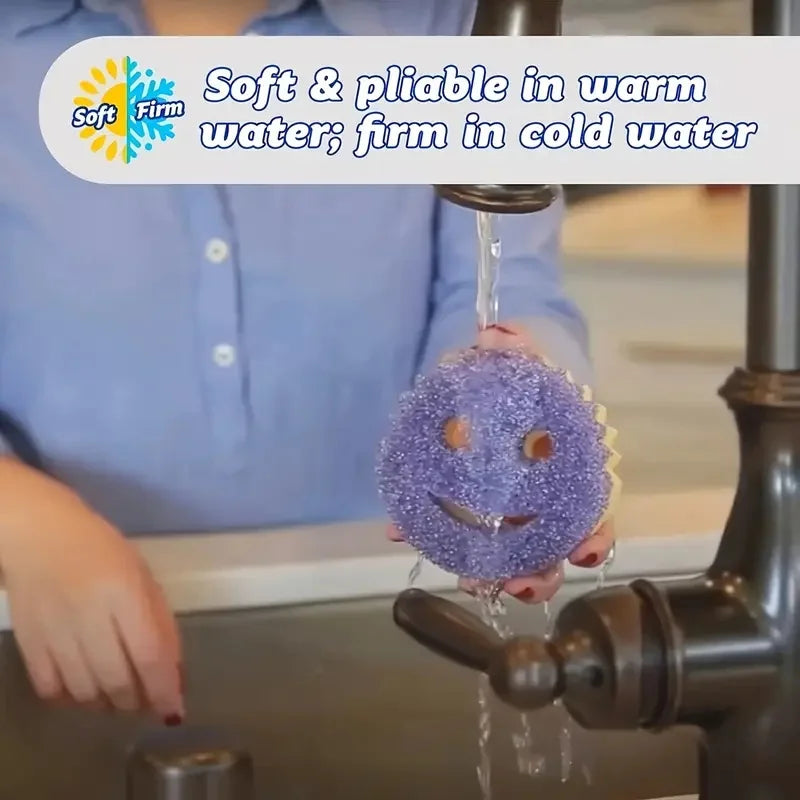 Double Sided Sponge Set - Scratch Free Deep Clean Kitchen Bathroom More Ergonomic Design Sponge Holder for Kitchen Sinks