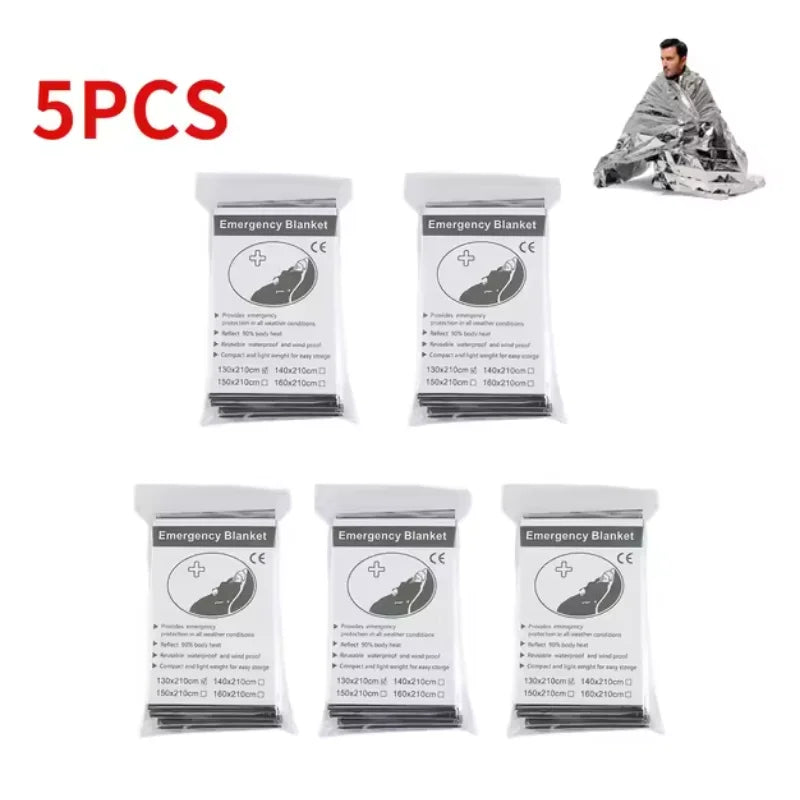 5-30Pc Outdoor Emergency Gold-Sliver Survival Blanket Waterproof First Aid Rescue Curtain Foil Thermal Military Blanket130X210Cm