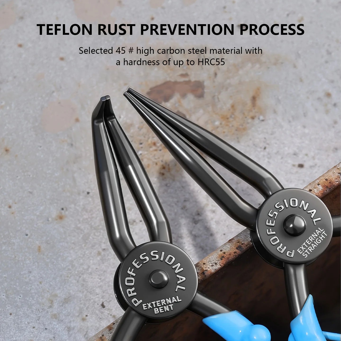 Snap Ring Pliers, 7-Inch Heavy Duty Internal/External Circlip Pliers with Straight & Bent Jaw Tips, Spring-Loaded