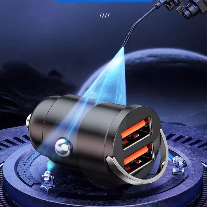 Mini Dual USB Car Phone Charger 200W Fast Charge Adapter Accessories 2 USB Mobile Phone Socket Adapter Universal Car Charger