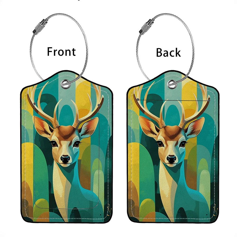 HOT SALE Cute animals Leather Business Luggage Tag Suitcase Address Label Luggage Boarding Case Label Name ID Address Clip