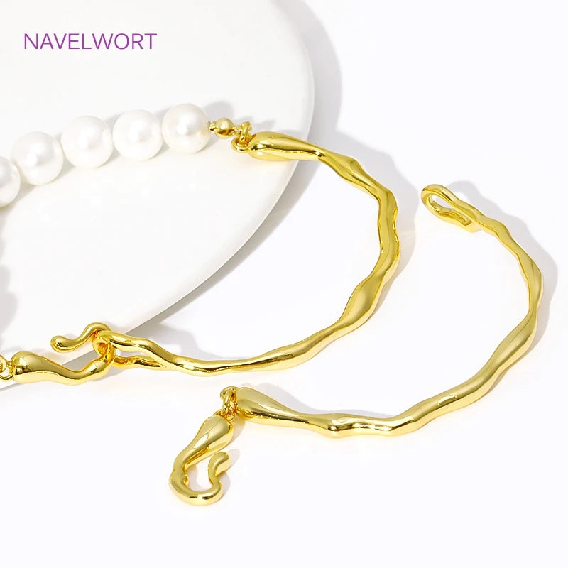 18K Gold Plated Brass Irregular Half Bracelet Connector Curved Tube For DIY Necklace Jewelry Making Connecting Accessories