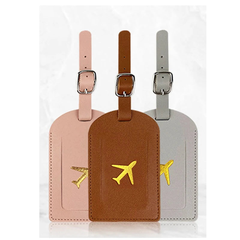 1PC Portable PU Leather Luggage Tag Suitcase Identifier Label Baggage Board Bag Tag Name ID Address Holder Travel Passport Card