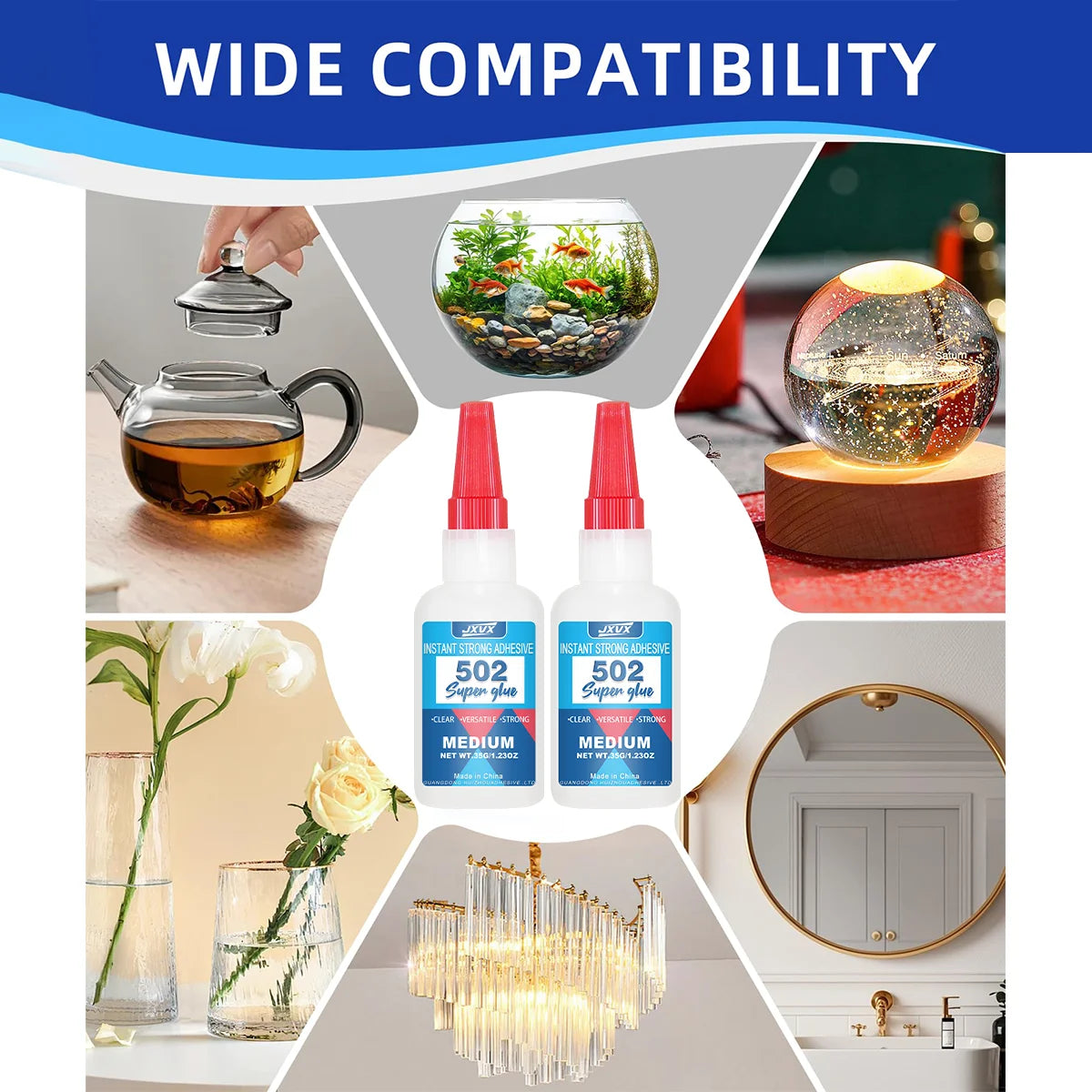 The Super glue quick-drying Cyanoacrylate for ceramic drink metal rubber plastic instant strong bond 20g 35g 50g fast repair Agent waterproof stationery store supplies