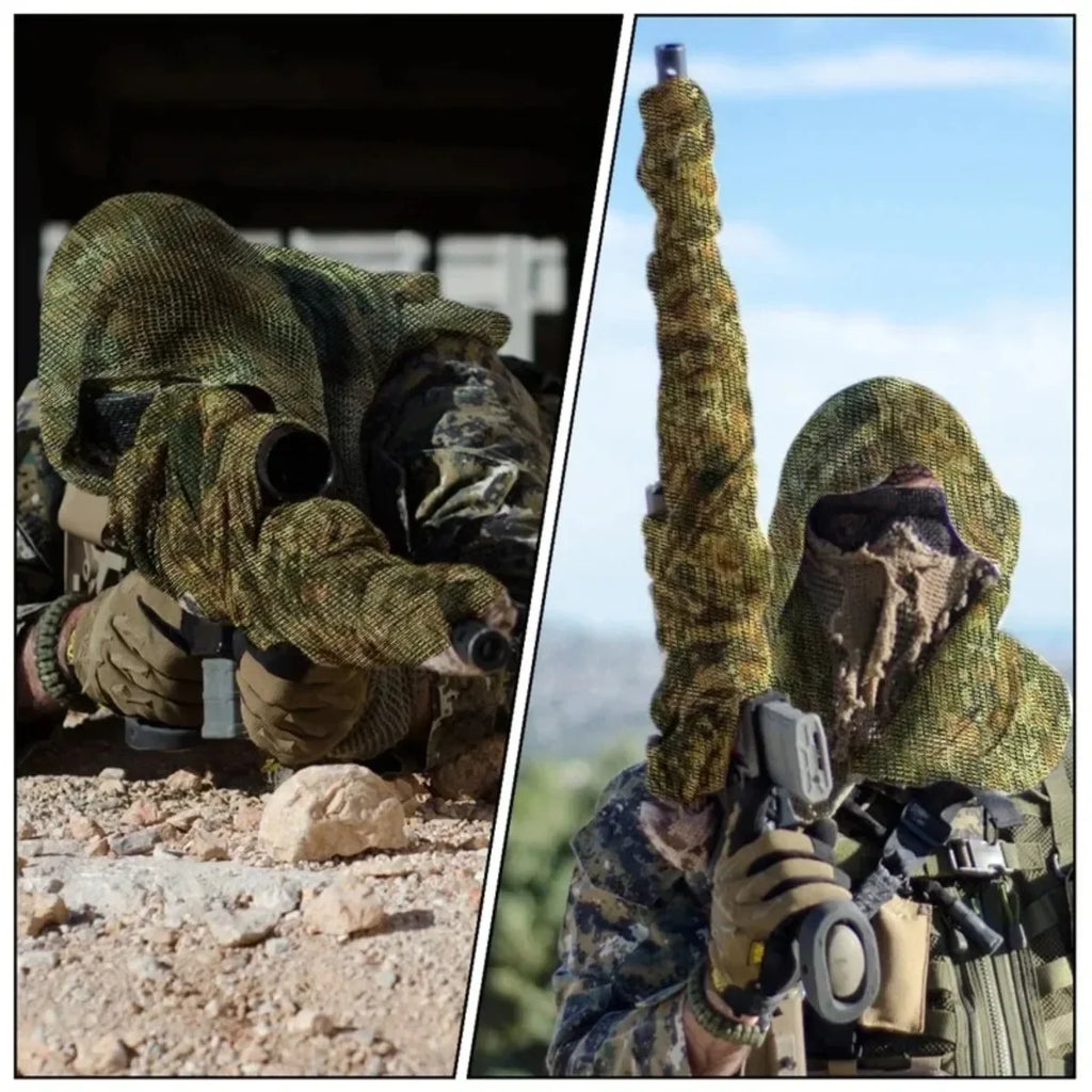 Camouflage Netting Scarf Sniper Veil Camo Mesh Face Scarf Veil Shemagh Head Wrap for Outdoor Camping Hiking Hunting Scarves