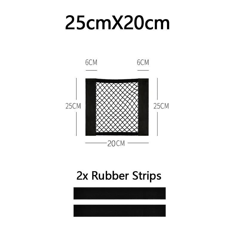 Car Trunk Net Car Double Storage Network Bag Auto Seat Back Fixed Mesh Pocket Universal Car Elastic Velcro Straps Net Organizer