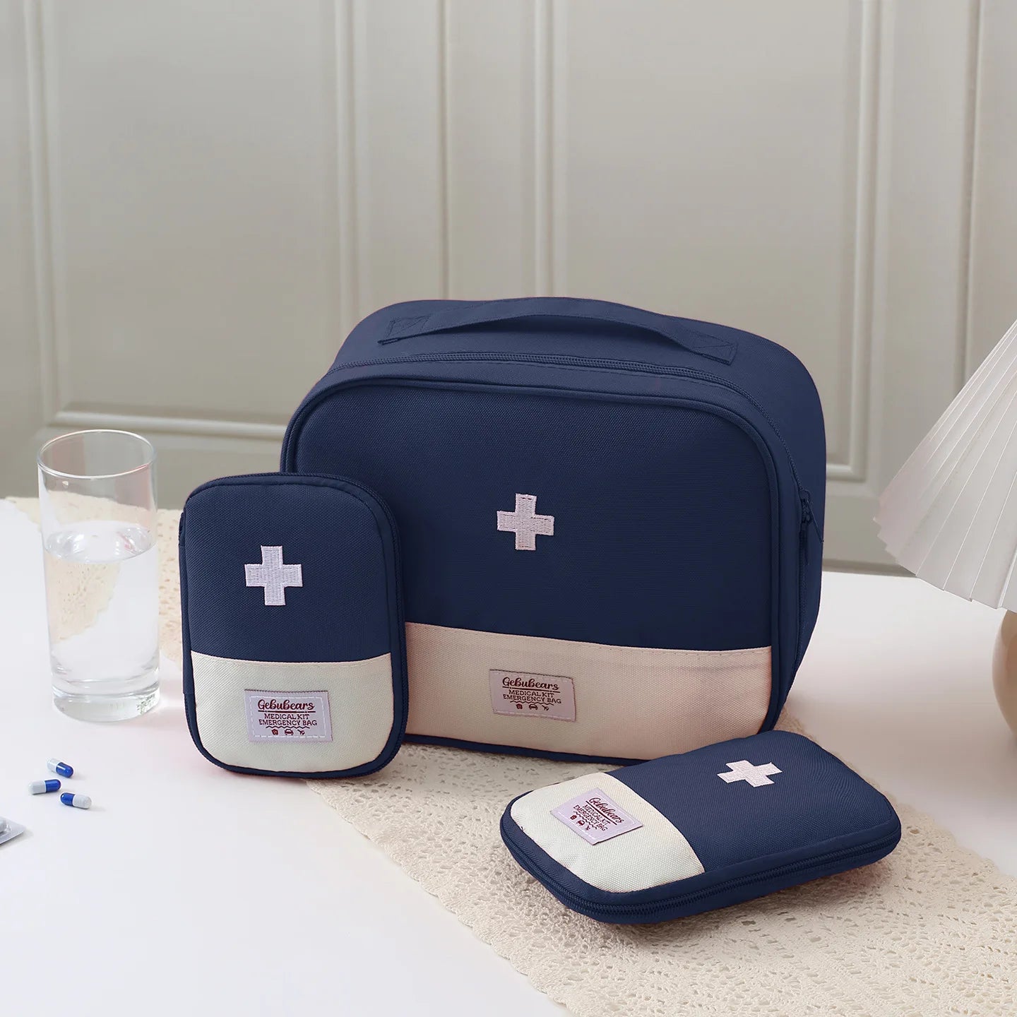 3Pcs Waterproof Oxford First Aid Bag Set, Portable Empty Medicine Pouch for Camping Hiking Travel Home Survival
