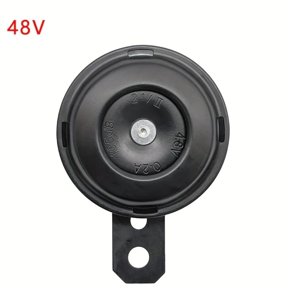 Universal Motorcycle Electric 12V 1.5A/48V 60V 72V 0.2A  Round Black Basin Air Horn Motorbike Loud Disc Speaker 105dB,Pack of 1
