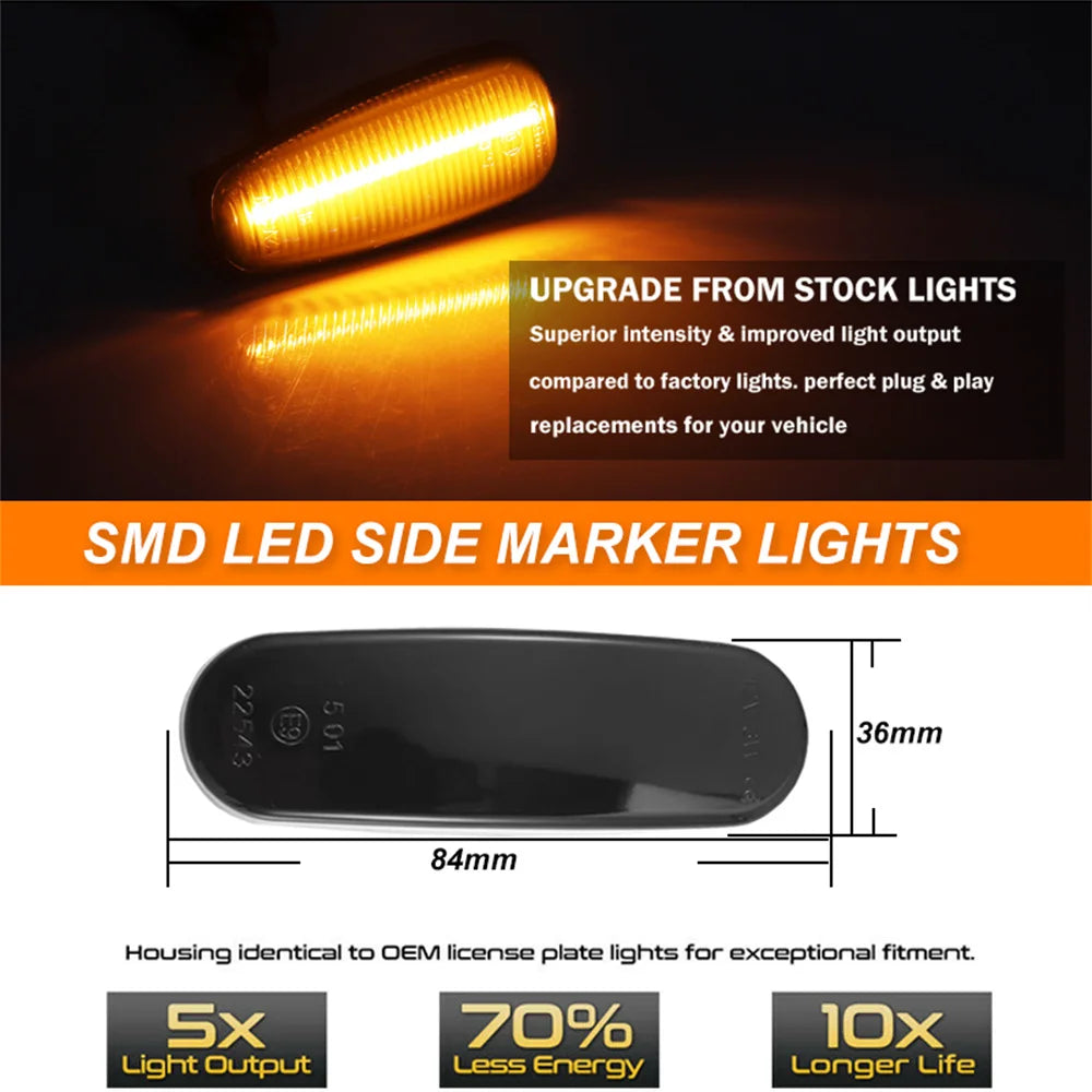 For Citroen Nemo For Peugeot Bipper For Fiat Abarth Doblo Linea Panda For Lancia Musa LED Front Side Marker Turn Signal Lights
