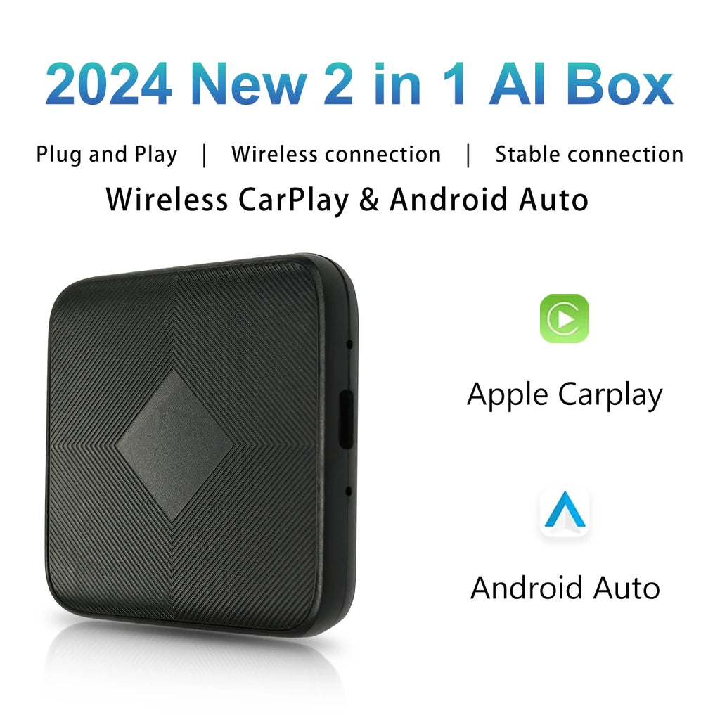 WRWD New 2 in 1 Mini Wireless Carplay Ai Box Plug&Play BT WiFi Wired To Wireless For Apple Android AUTO Adapter Car Dongle