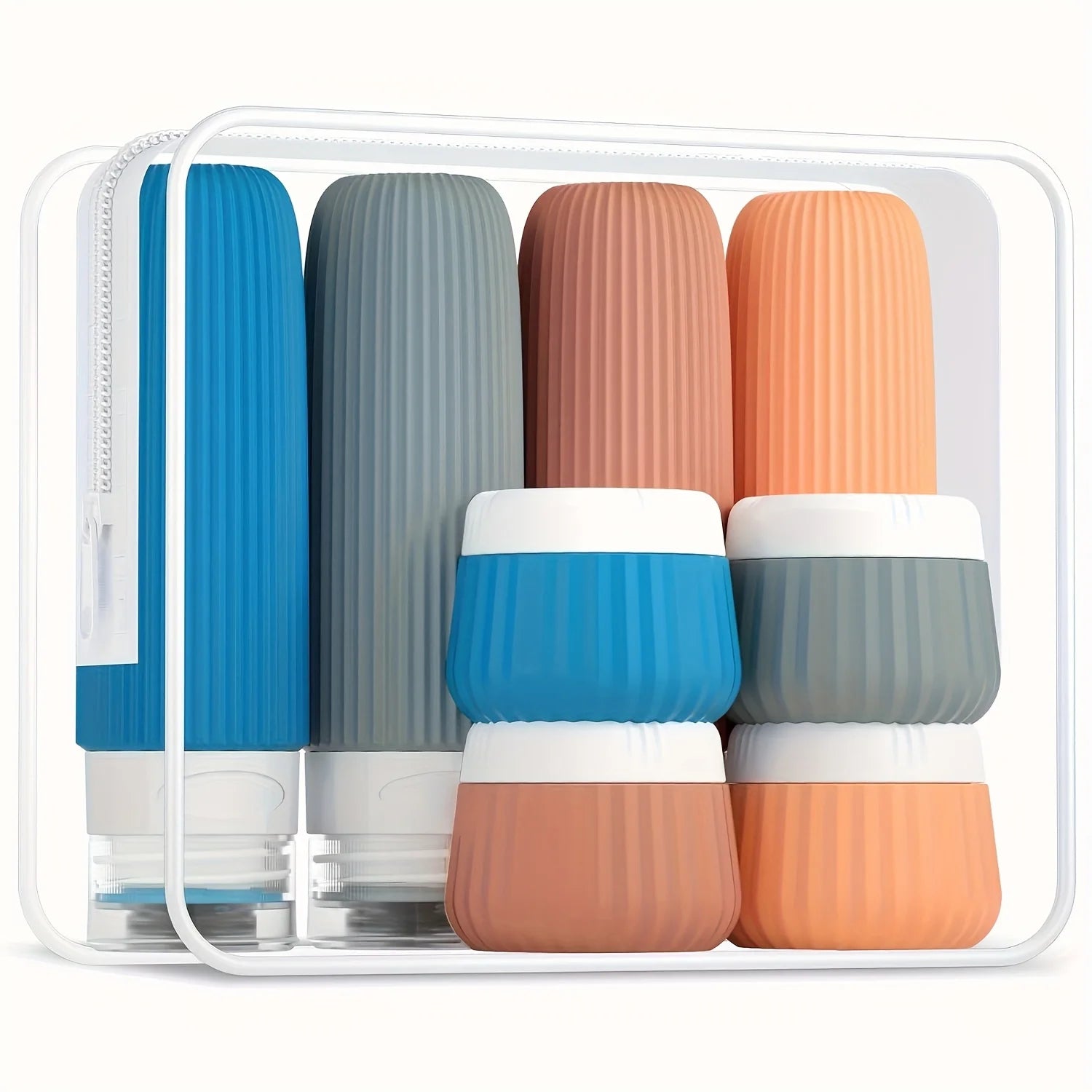 Travel Toiletry Bottles 【8Pcs】Set, 3 Ounces (about 85 Grams), Travel Toiletry Containers, Leak-Proof Squeezable Silicone Travel Essential Cream Jars. 【Travel】Seasonal and 【Ship and Plane】Travel Essentials