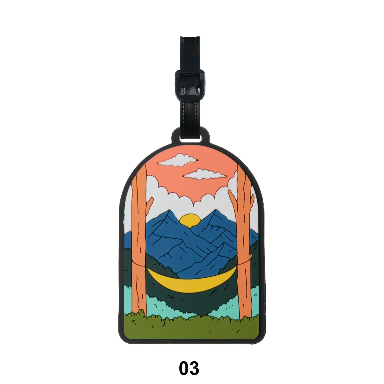 Luggage Tag for Suitcases,Mountain and Tree Sunset Landscape Baggage Tags Identifiers for Travel,Privacy Protection Travel Bag