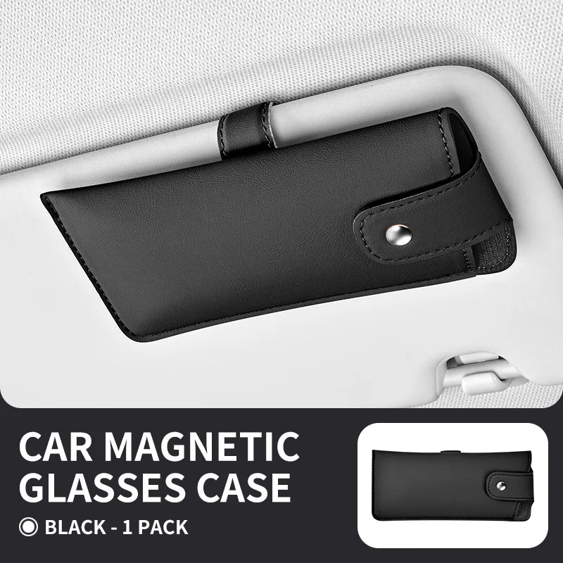 Magnetic Car Sunglasses Holder Case Universal Auto Sun Visor Glasses Box Clip Sunglasses Holder Fastener Eyeglasses Storage