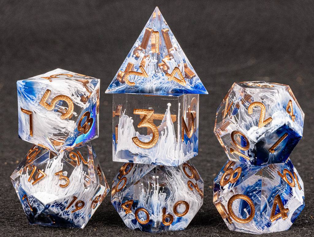 Handmade D&D Polyhedral Dice Set for Dungeons and Dragons, D and D Dice, Sharp Edged Resin D&D Dice Set Gifts, D20 Dice