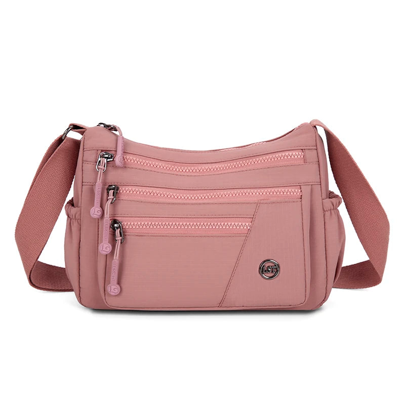 Anti Theft Organized Pockets Women Nylon Crossbody Bag Lightweight Waterproof Oxford Large Capacity Travel Commute Satchel