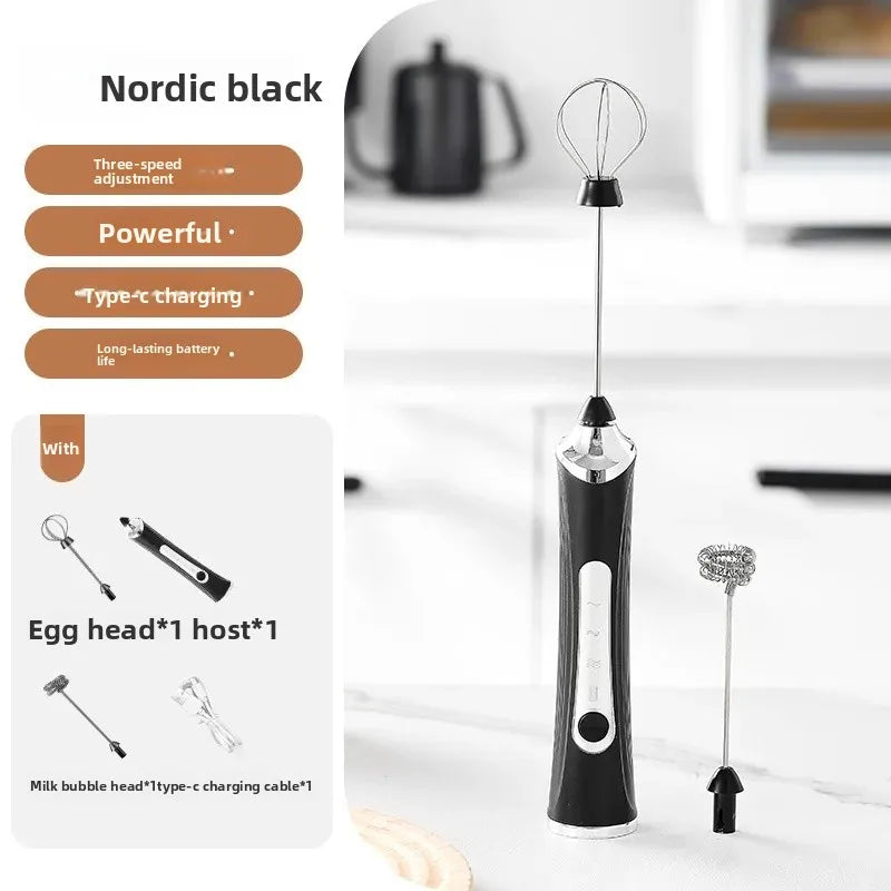 2 in 1 USB Rechargeable Electric Egg Beater Whisk Coffee Mixer Double Heads Milk Frothers  Baking Stirrer Kitchen Gadgets